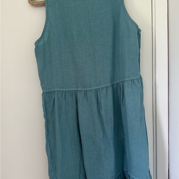 Cynthia Rowley Dress Small S Blue 100% Linen Tank Ruffle Tiered Lagenlook - Picture 4 of 6
